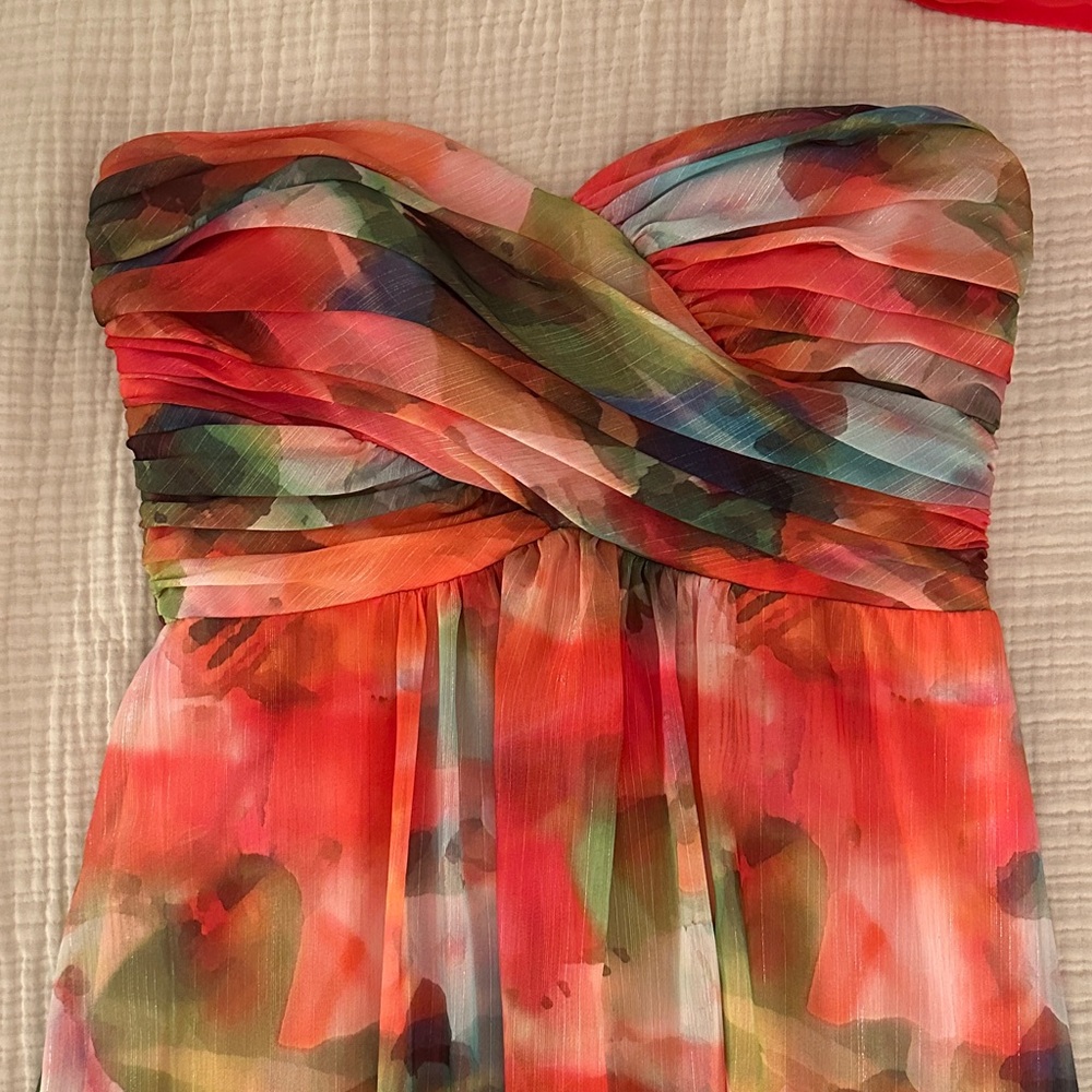 Xscape Multicolor Strapless Maxi Prom Dress
